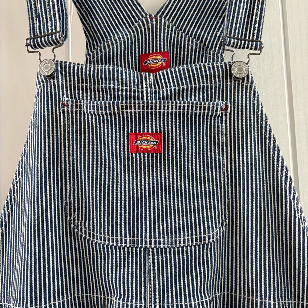 Dickies Women's Hickory Navy/White Striped Overalls Size X-Large - Picture 6 of 9